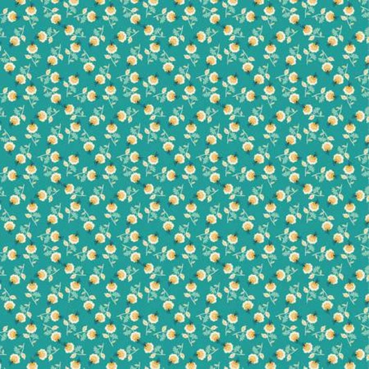 Poppie Cotton Betsy's Sewing Kit Fabric Collection Darling Daisy on Teal Authentic Premium 100% Cotton Quilt Shop Quality Fabrics