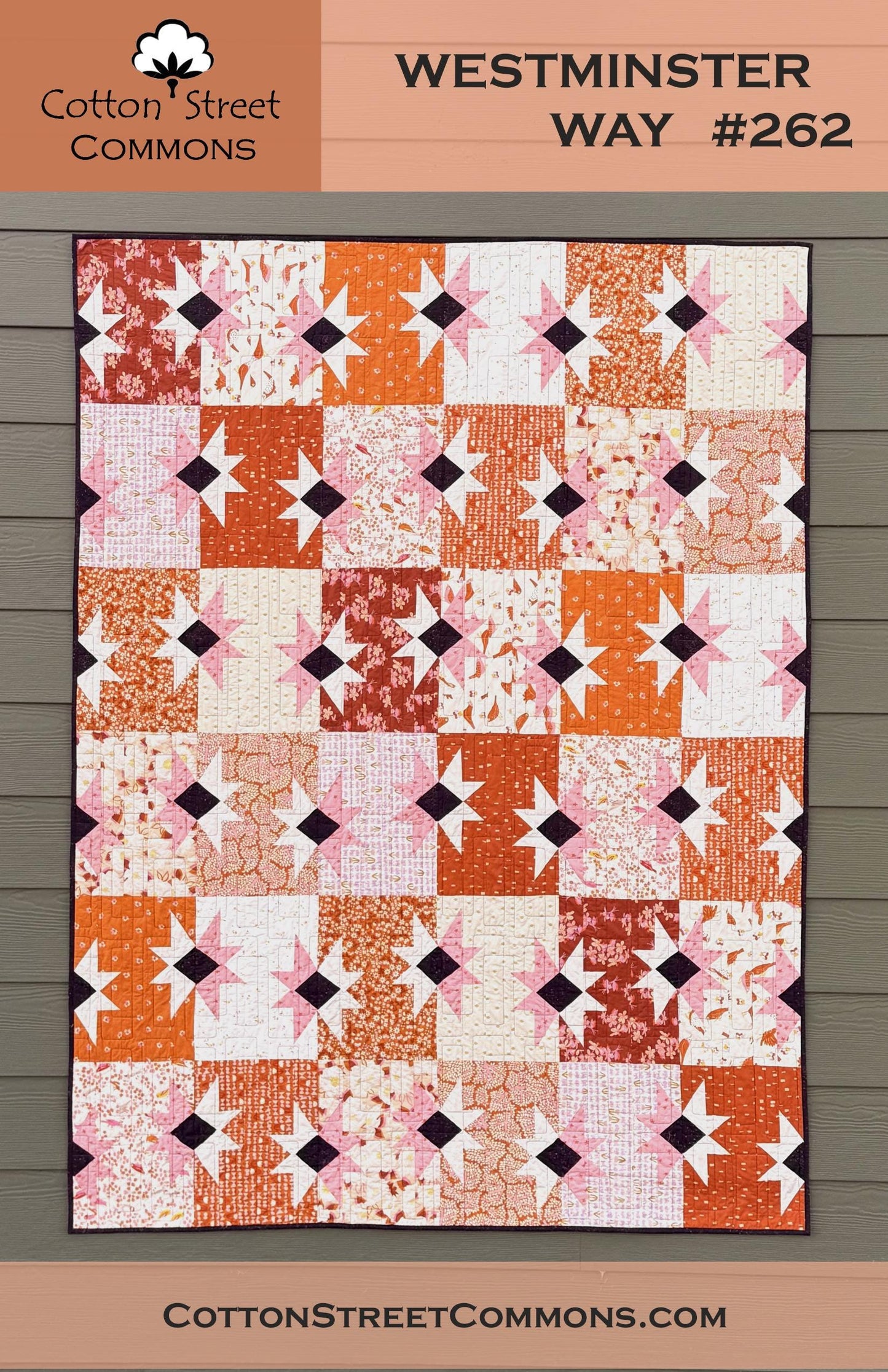 PDF Cotton Street Commons Westminster Way Quilt Pattern #262 Finished Size: 60"x78"