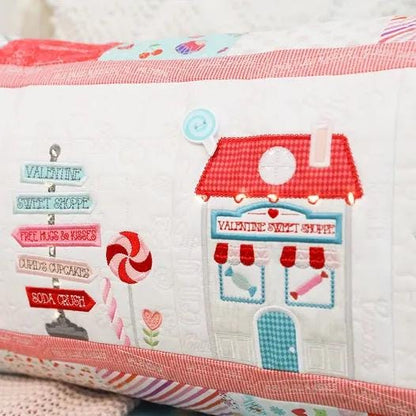 SHIPPING NOW! Kimberbell Sweetheart Street Bench Pillow Collection (Options: ME Download Booklet, Embellishment Kit, Fabric Kit, Thread Set)