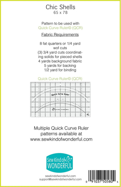 Sew Kind of Wonderful Chic Shells Quilt Pattern Finished Size: 65"x78"