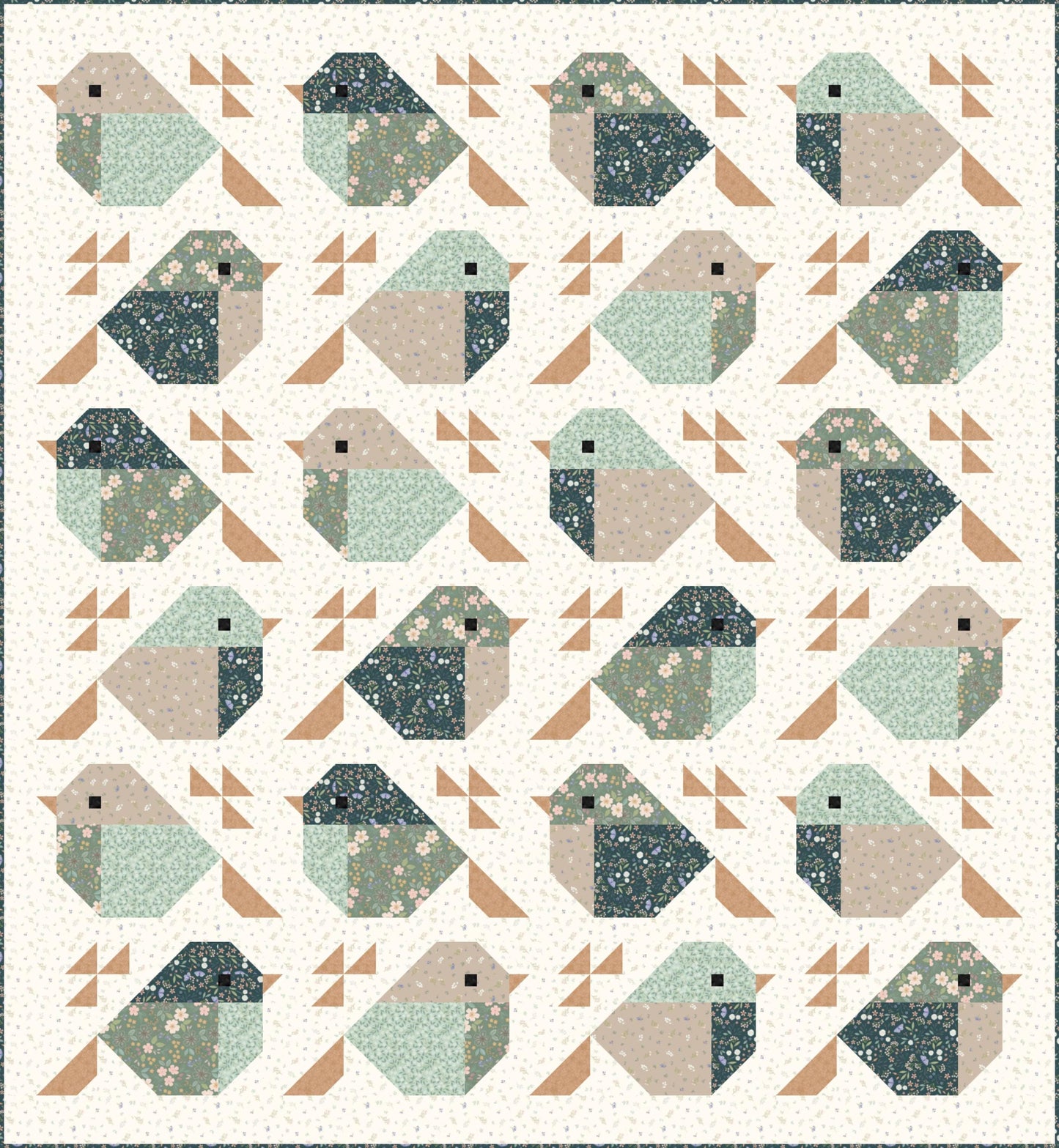 Limited Edition Pen + Paper Patterns Sparrows Quilt Kit Featuring Lewis & Irene Sky Garden Fabric Collection