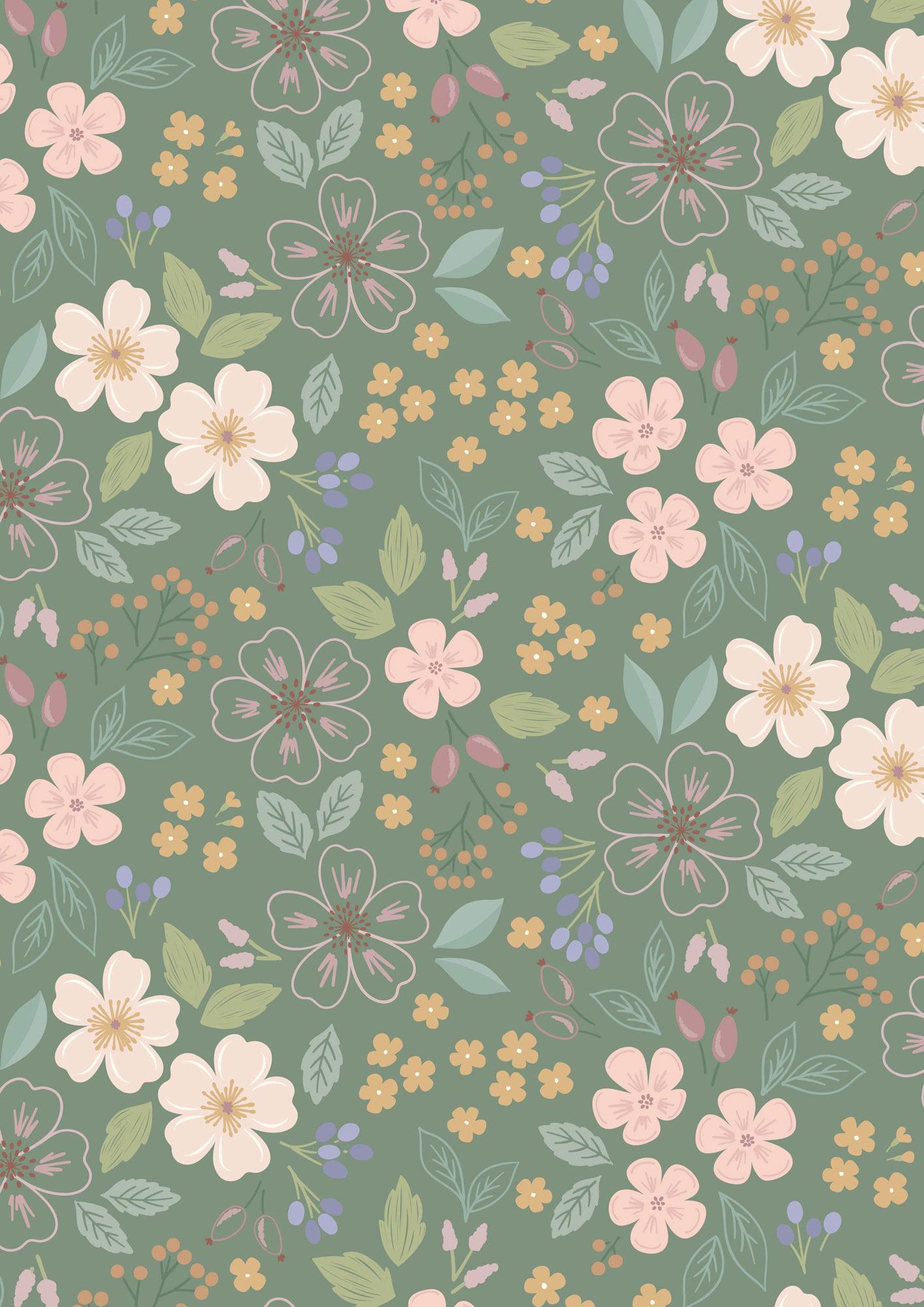 Lewis & Irene Sky Garden Fabric Collection Sky Garden on Green Gray CC56.3 Authentic Premium 100% Cotton Quilt Shop Quality Fabrics