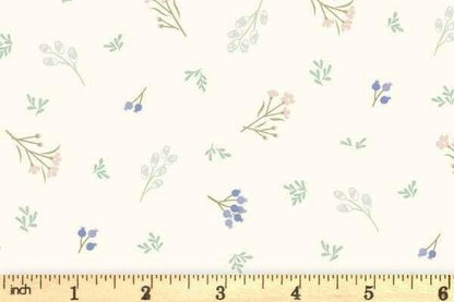 Lewis & Irene Sky Garden Fabric Collection Scattered Sprig on Cream CC58.1 Authentic Premium 100% Cotton Quilt Shop Quality Fabrics