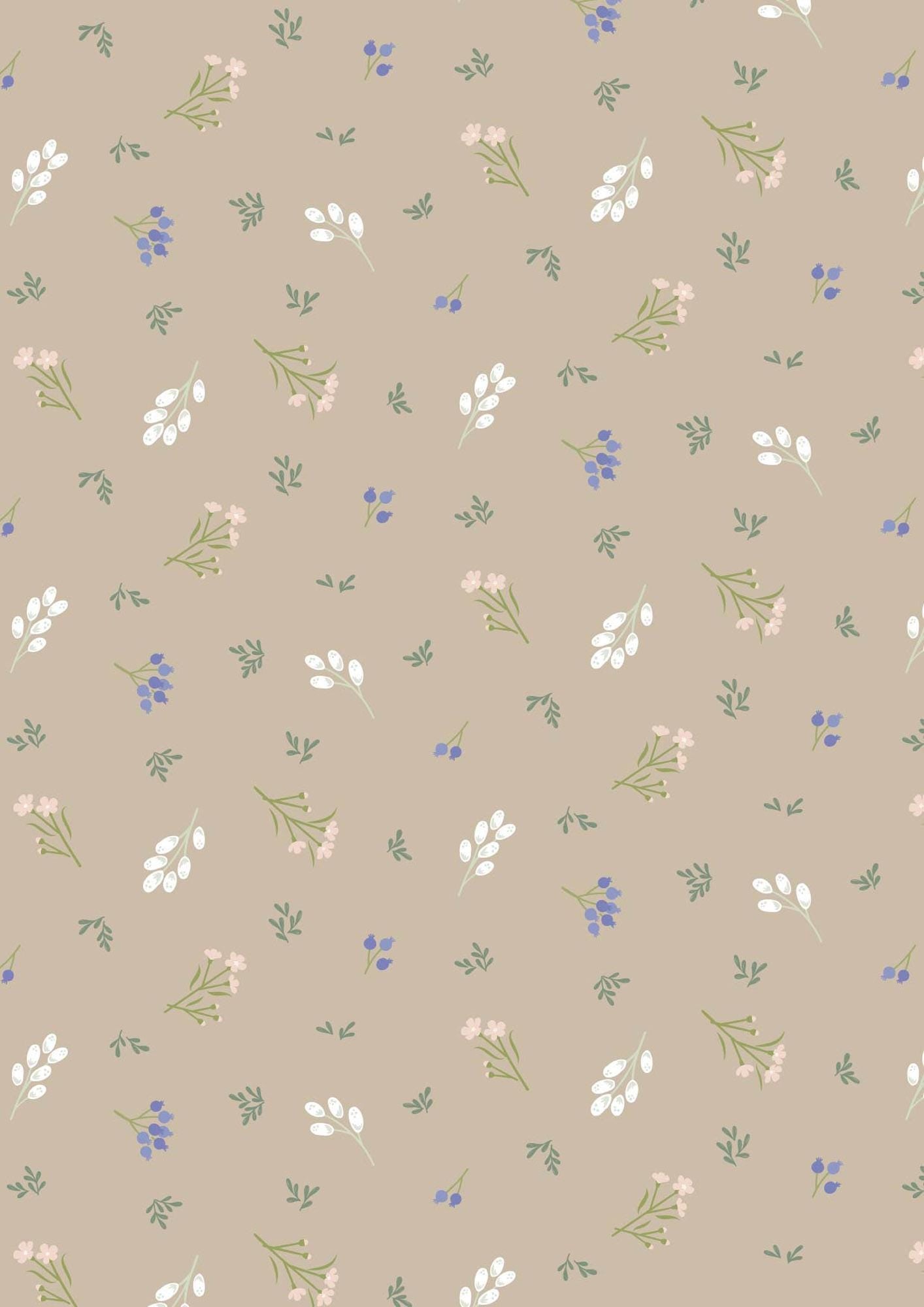 Lewis & Irene Sky Garden Fabric Collection Scattered Sprig on Taupe CC58.3 Authentic Premium 100% Cotton Quilt Shop Quality Fabrics