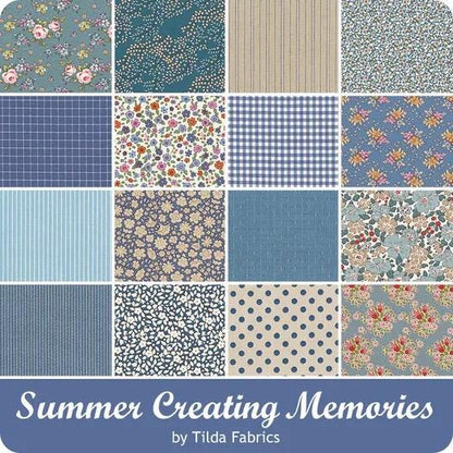 Tilda Creating Memories Summer and Ocean Blues Fabric Collection Plaid Blue Authentic Premium 100% Cotton Fabrics