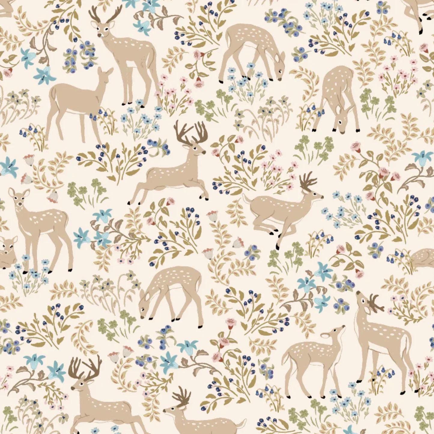 Poppie Cotton My Darling Deer Fabric Collection Darling on Wheat Authentic Premium 100% Cotton Fabrics