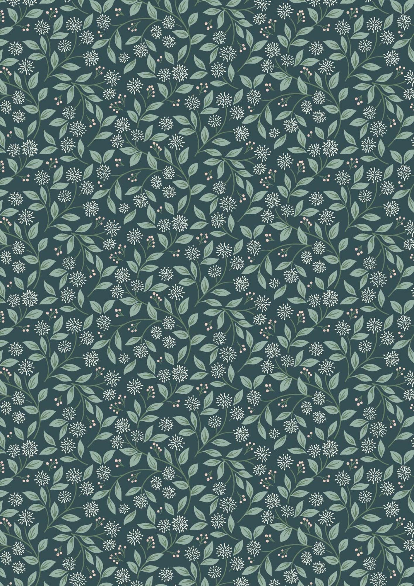 Lewis & Irene Sky Garden Fabric Collection Ivy Trail on Deep Teal CC59.3 Authentic Premium 100% Cotton Quilt Shop Quality Fabrics