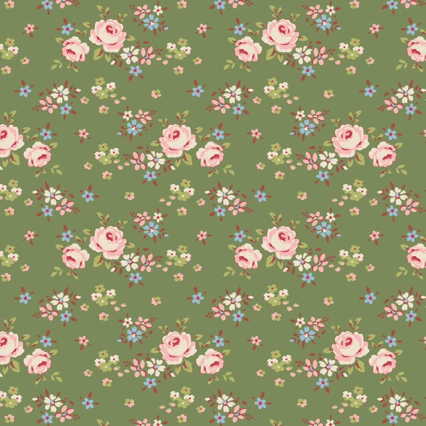Tilda Creating Memories Winter Reds & Greens Fabric Collection Grace Green Authentic Premium 100% Cotton Fabrics