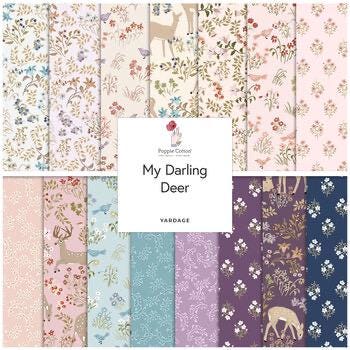 Poppie Cotton My Darling Deer Fabric Collection Meadow on Night Authentic Premium 100% Cotton Fabrics
