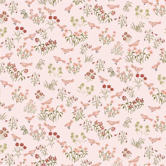 Poppie Cotton My Darling Deer Fabric Collection Little Bird on Blush Authentic Premium 100% Cotton Fabrics
