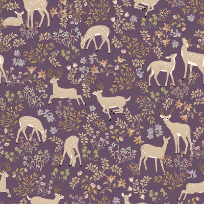 Poppie Cotton My Darling Deer Fabric Collection Darling on Plum Authentic Premium 100% Cotton Fabrics