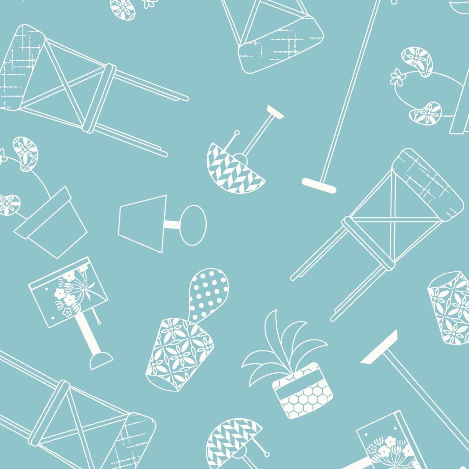 Maywood Studio Kimberbell Make Yourself at Home Fabric Collection Home Furnishings on Blue Authentic Premium 100% Cotton Fabric