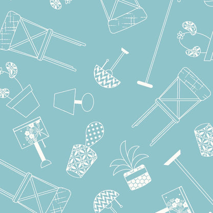 Maywood Studio Kimberbell Make Yourself at Home Fabric Collection Home Furnishings on Blue Authentic Premium 100% Cotton Fabric