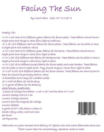 Laura Heine Facing The Sun Wall Quilt Pattern Finished Size: 44"x32"
