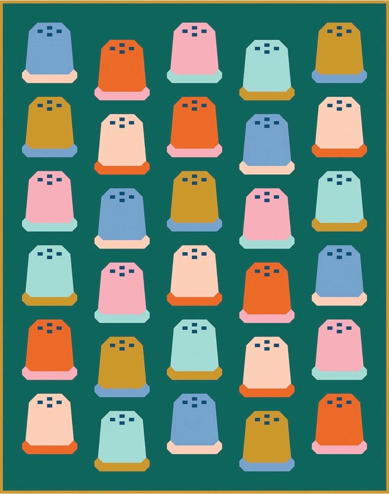 Pen + Paper Patterns Thimbles Quilt Pattern Finished Size: 57.5"x72.5" (Optional Fineline Glue Tip Sets Available)