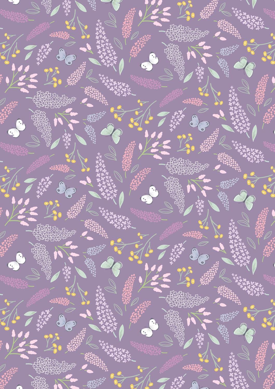 Lewis & Irene Dear Spring Fabric Collection Spring Symphony on Dark Dusky Purple CC67.3 Authentic Premium 100% Cotton Fabrics