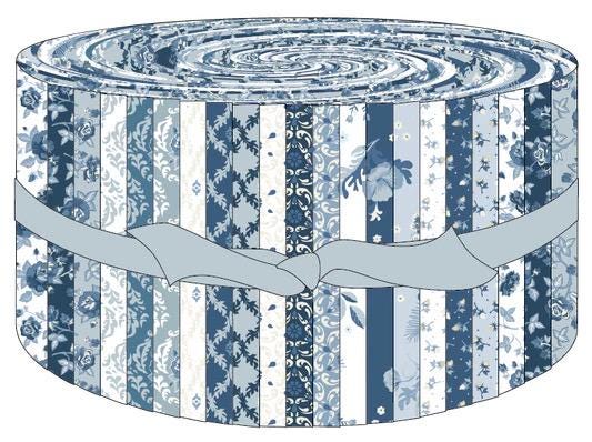 Poppie Cotton Lakeland Blues Fabric Collection 42pc (2.5" Strip) Jellyroll