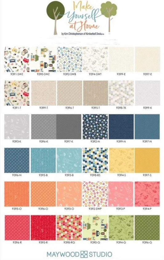 Maywood Studio Kimberbell Make Yourself at Home Fabric Collection Houses on White 100% Cotton