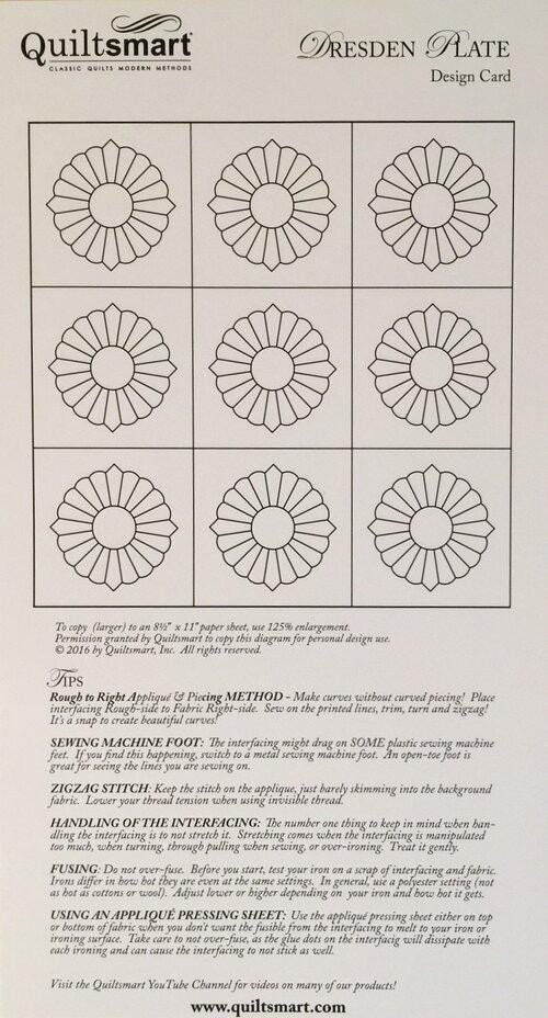 Quiltsmart Dresden Plate Quilt Printed Interfacing Pack - 3 Size Variations Per Pattern