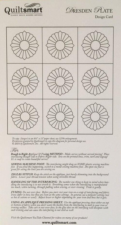 Quiltsmart Dresden Plate Quilt Printed Interfacing Pack - 3 Size Variations Per Pattern