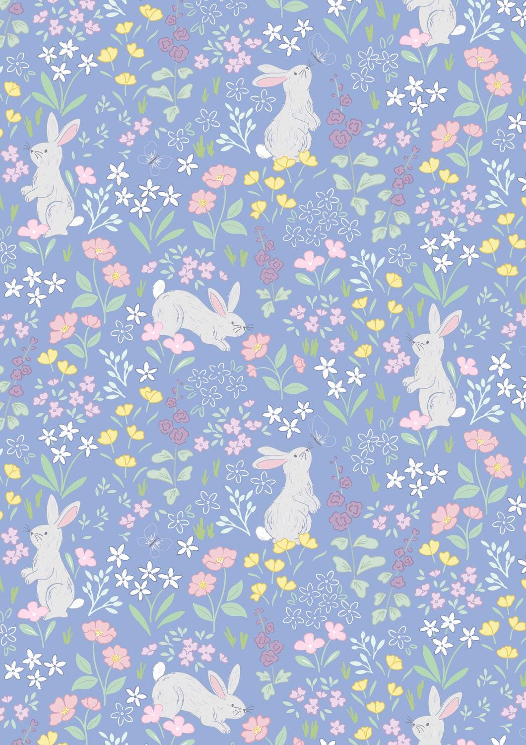 Lewis & Irene Dear Spring Fabric Collection Chasing Tails on Dusky Mid Blue CC66.2 Authentic Premium 100% Cotton Quilt Shop Quality Fabrics