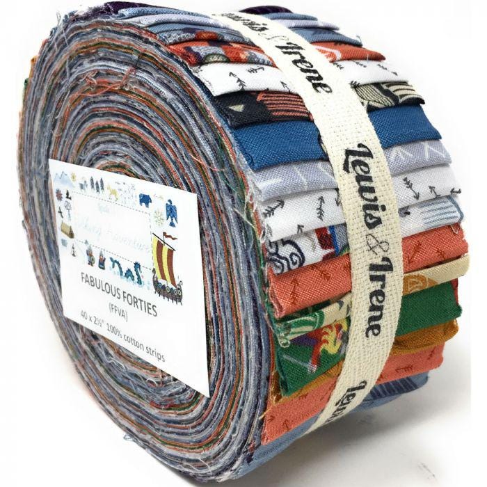 Lewis & Irene Viking Adventure Fabric Collection Fabulous 40s Jellyroll (40-2.5” Fabric Strips) Authentic Premium 100% Cotton Fabrics