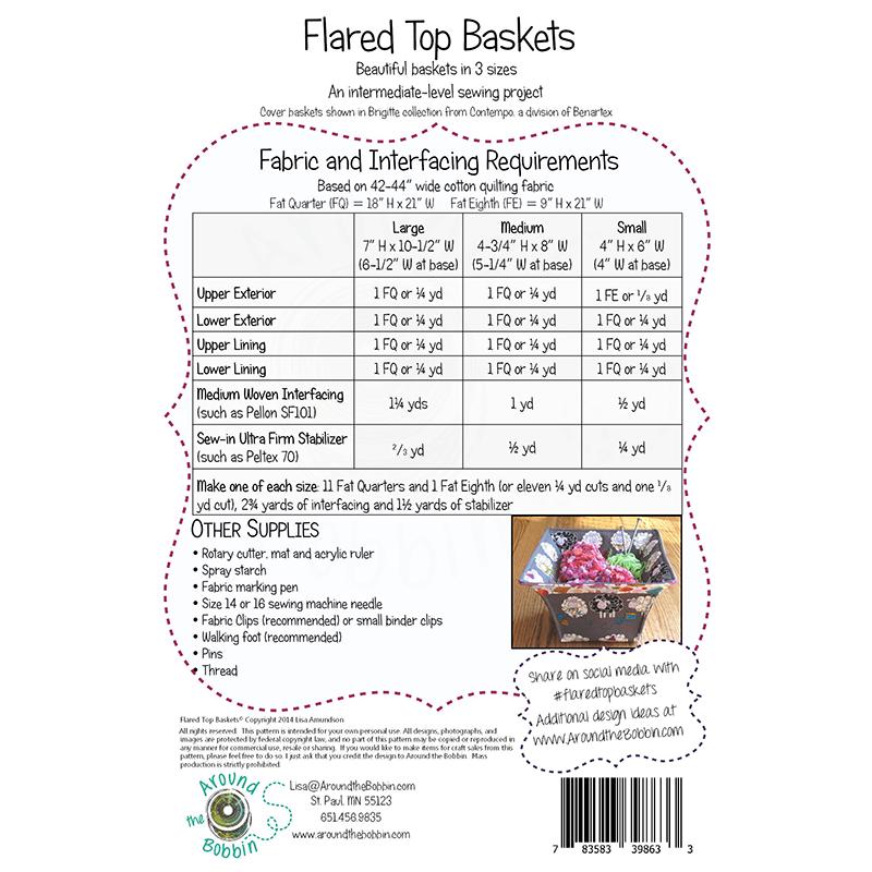 Around The Bobbin Flared Top Baskets Pattern - 3 Size Variations Per Pattern ATB142