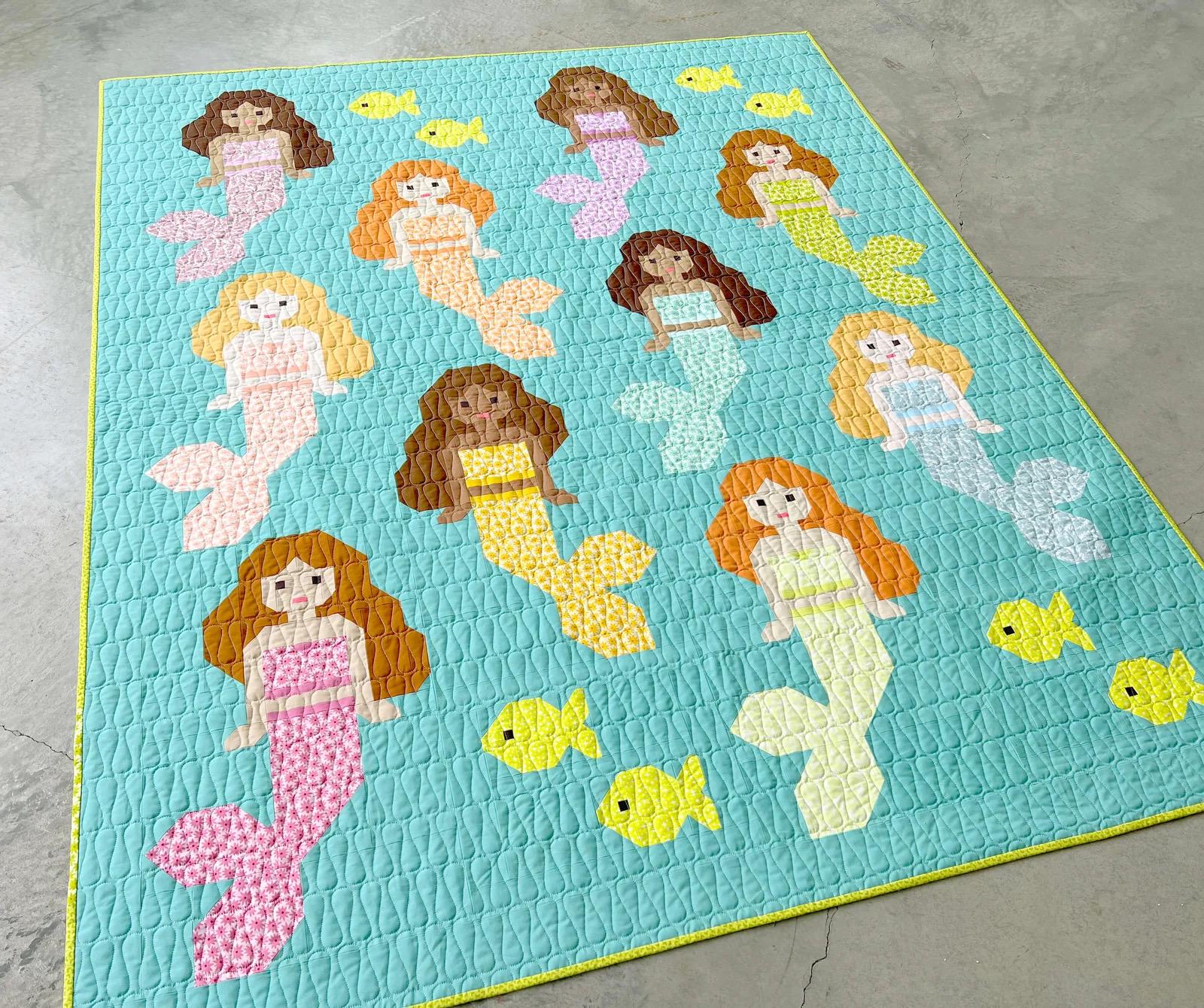 Elizabeth Hartman Mermaids Quilt Pattern EH-082 - 2 Size Variations Per Pattern