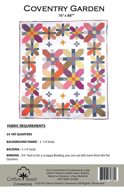 Cotton Street Commons Coventry Garden Quilt Pattern Finished Size 76”x88”