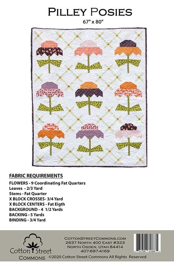Cotton Street Commons Pilley Posey Quilt Pattern Finished Size 67”x80”