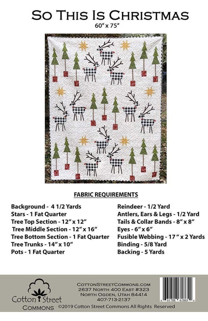 DIGITAL DOWNLOAD Cotton Street Commons So This is Christmas Quilt Pattern Finished Size 60"x75"