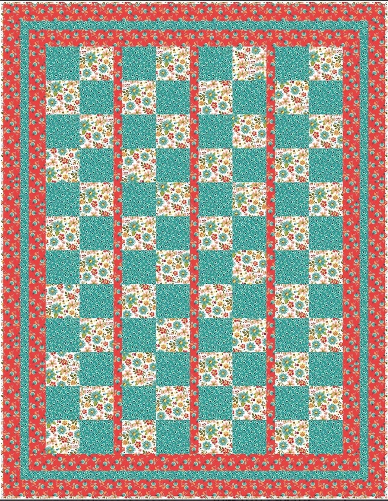 Fabric Cafe Skip To My Lou Quilt Pattern Finished Size 45"x58"