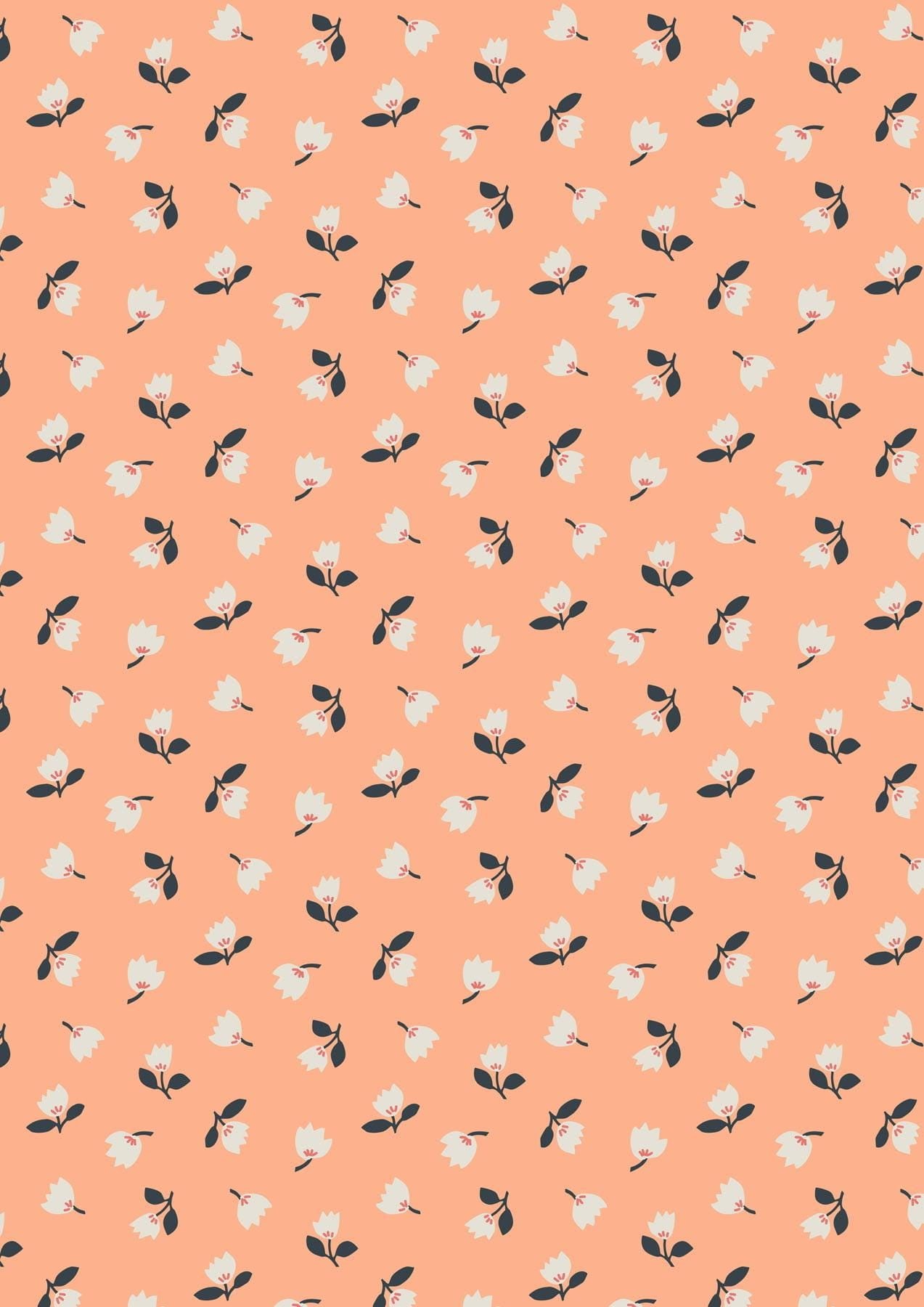 Lewis & Irene Folk Floral Fabric Collection Little Flowers on Peach Authentic Premium 100% Cotton Quilt Shop Quality Fabrics