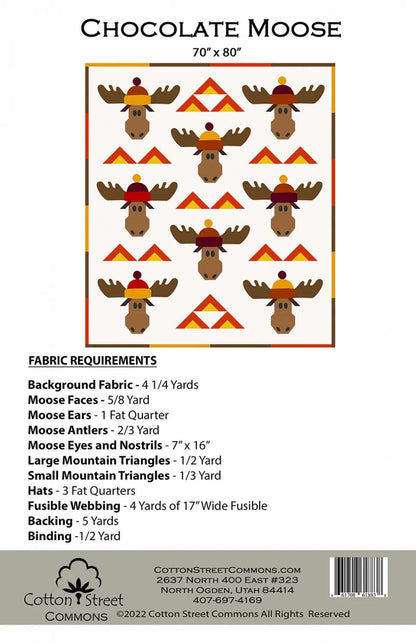 DIGITAL DOWNLOAD Cotton Street Commons Chocolate Moose Quilt Pattern Finished Size 70"x80"
