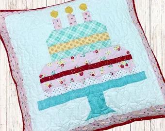The Tipsy Needle Tipsy Birthday Cake Pillow Pattern Finished Size: 20"x20"