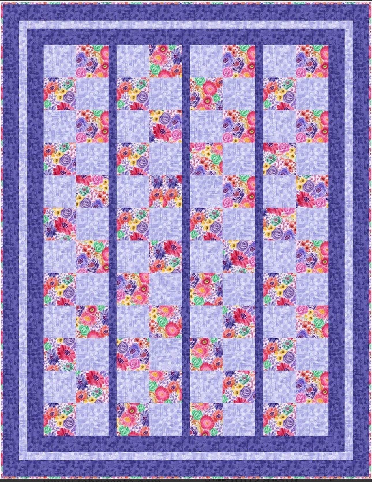 Fabric Cafe Skip To My Lou Quilt Pattern Finished Size 45"x58"