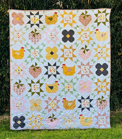 Poppie Cotton A Day in the Countryside Quilt Pattern PHP23108 Finished Size: 72"x84"