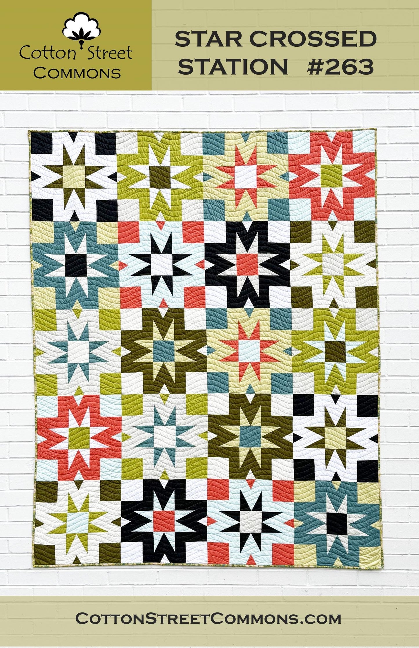 PDF Cotton Street Commons Star Crossed Station Quilt Pattern #262 Finished Size: 64"x80"