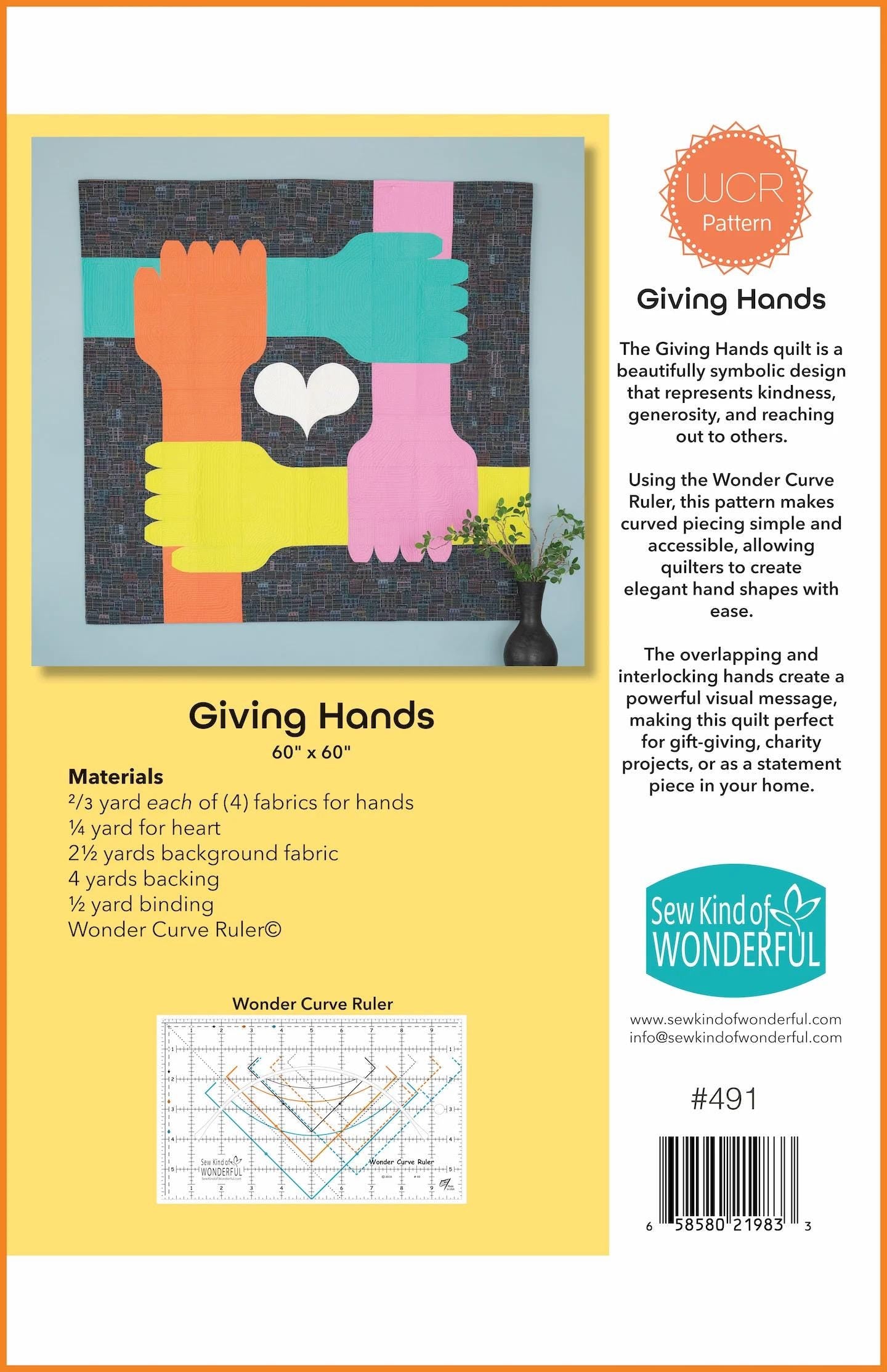Sew Kind of Wonderful Giving Hands Quilt Pattern Finished Size: 60"x60" (SKW Rulers Sold Separately)