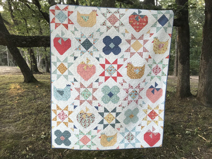 Poppie Cotton A Day in the Countryside Quilt Pattern PHP23108 Finished Size: 72"x84"