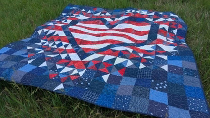 Slice of Pi Quilts Patriotic Exploding Heart Quilt Pattern - 2 Size Variations Per Pattern SPQ346