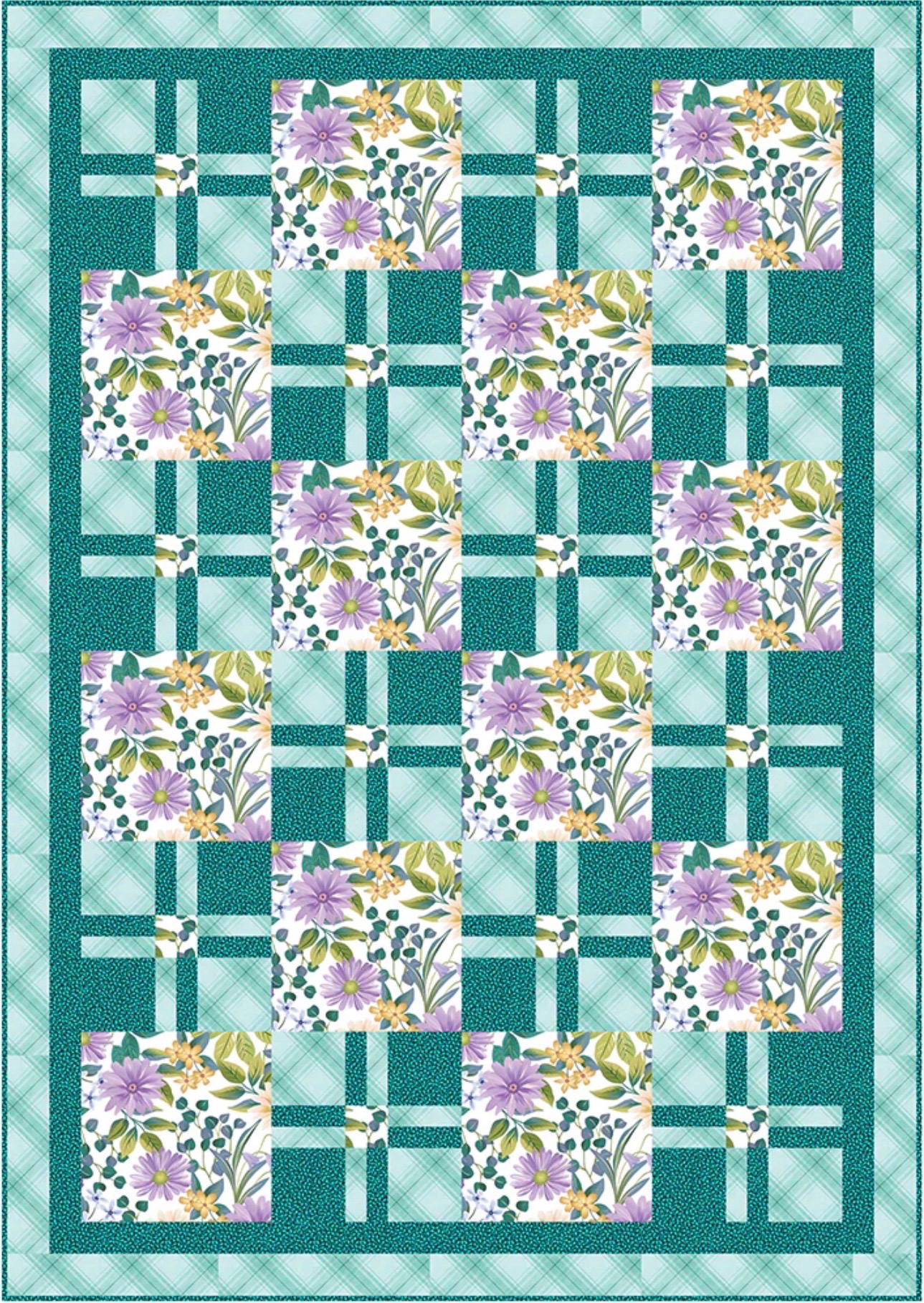 Fabric Cafe Daydream Quilt Pattern - Uses Only 3 Yards of Fabric Finished Size: 42"x60"