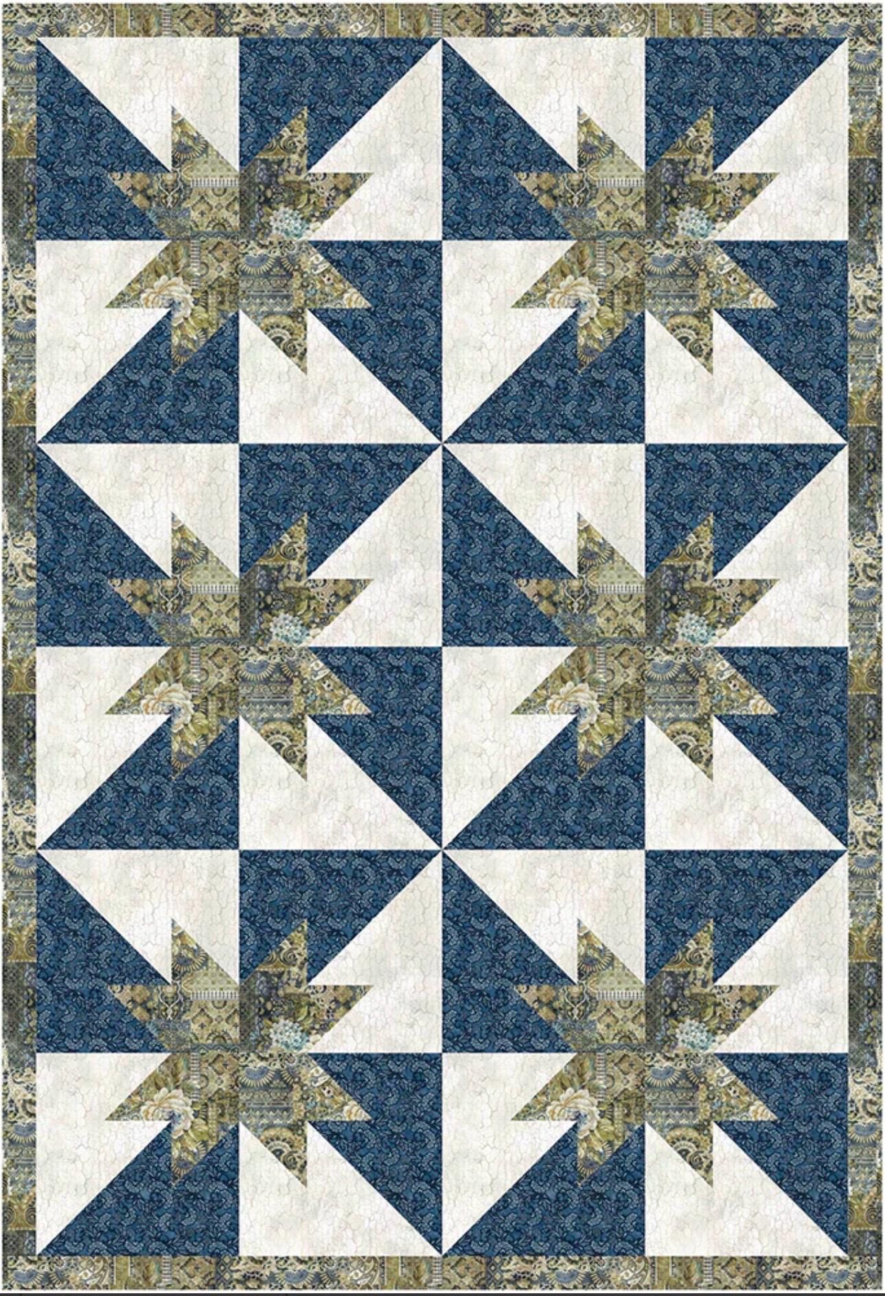 Fabric Cafe Radiant Quilt Pattern - Uses Only 3 Yards of Fabric Finished Size: 38.5"x56.5"