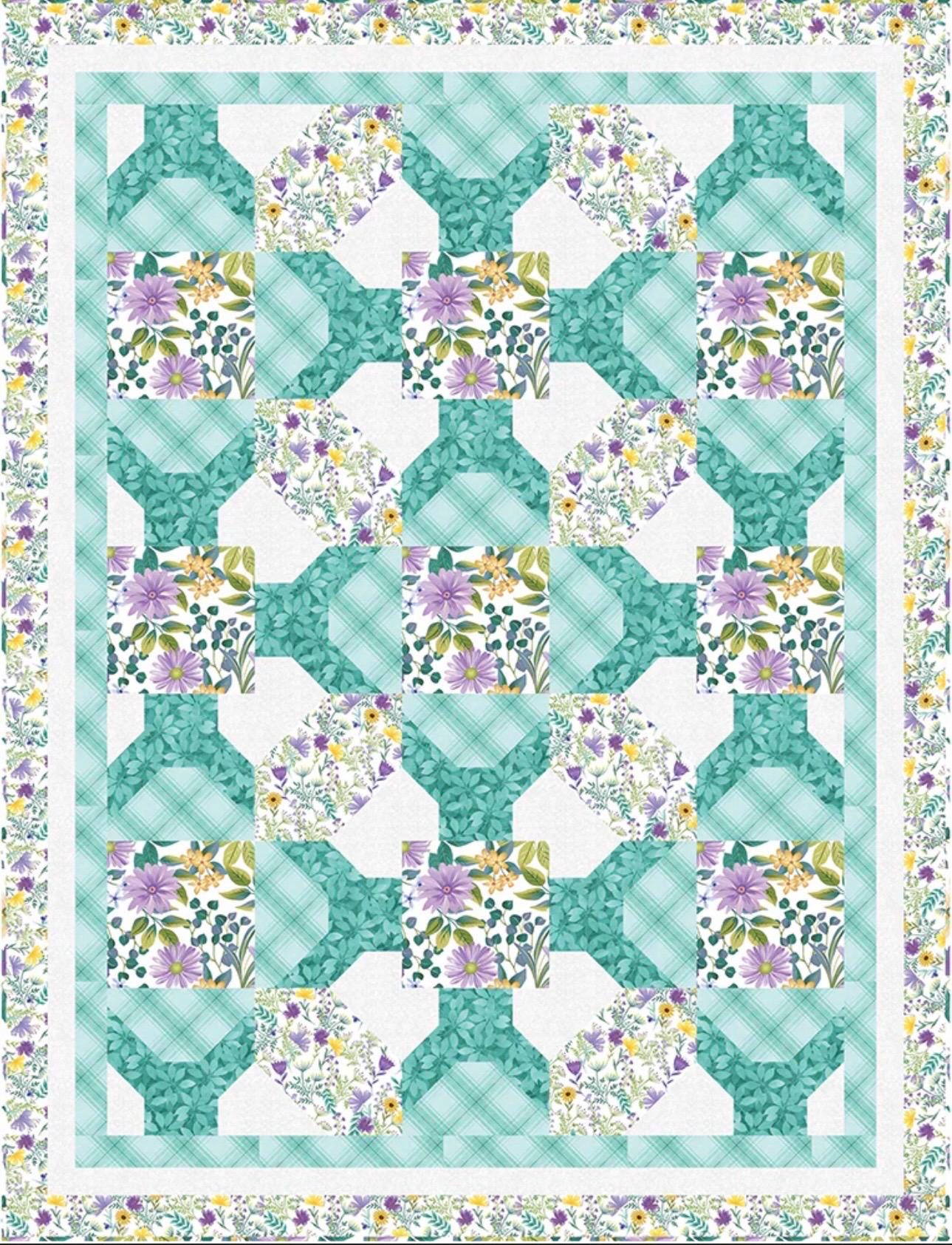Fabric Cafe Boardwalk Quilt Pattern - Uses Only 5 Yards of Fabric Finished Size: 51"x67"