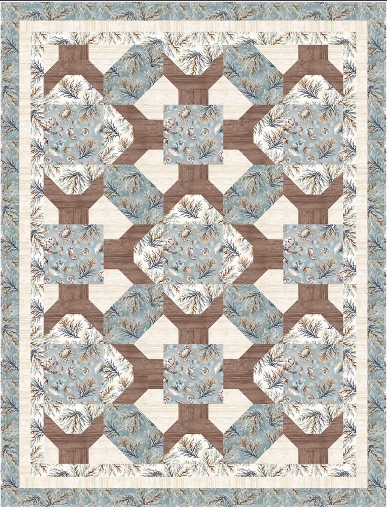 Fabric Cafe Boardwalk Quilt Pattern - Uses Only 5 Yards of Fabric Finished Size: 51"x67"