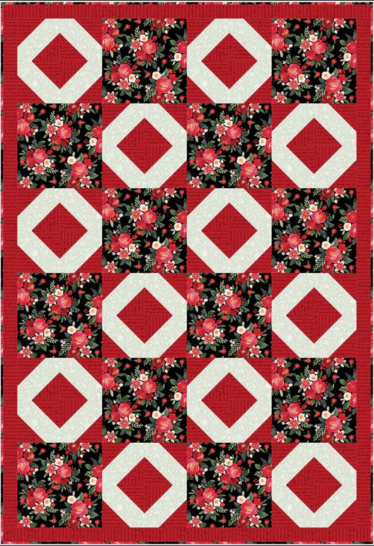 Fabric Cafe Shoreline Quilt Pattern - Uses Only 3 Yards of Fabric Finished Size: 39"x57"