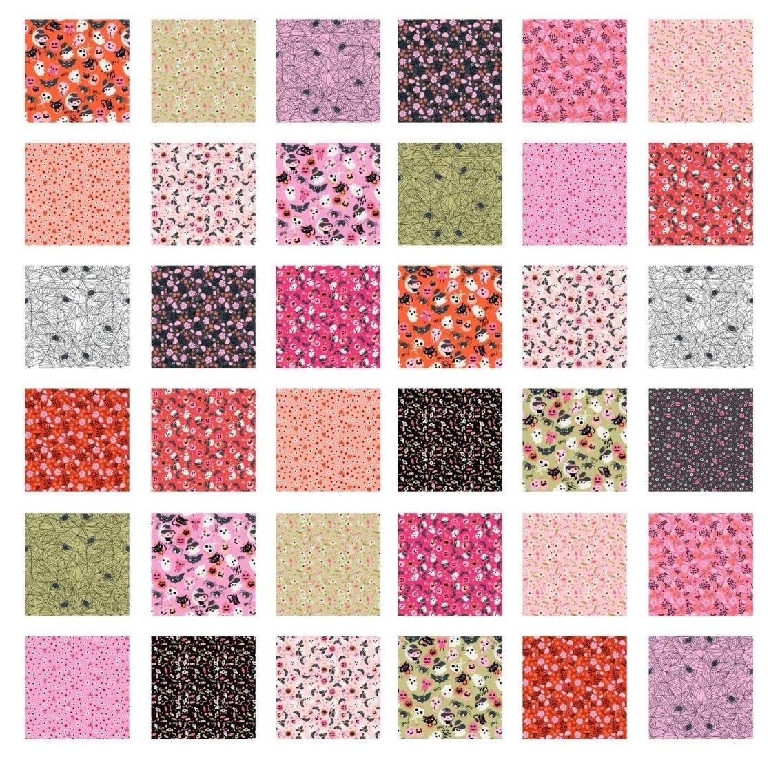 Poppie Cotton Not Scary Fabric Collection 42 pc 5" Stacker Authentic Premium 100% Cotton Quilt Shop Quality Fabrics