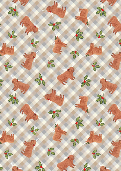 Lewis & Irene Celtic Christmas Fabric Collection Highlands and Holly Winter Morning Gingham C135A Authentic Premium 100% Cotton Fabrics