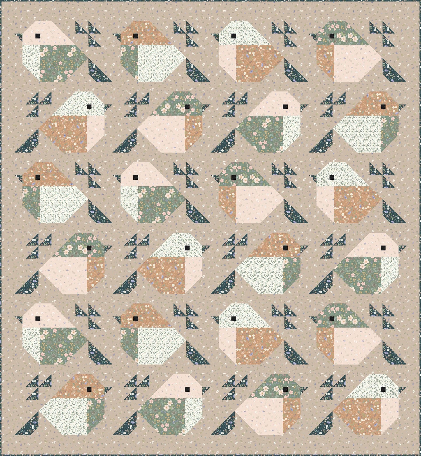 Limited Edition Pen + Paper Patterns Sparrows Quilt Kit Featuring Lewis & Irene Sky Garden Fabric Collection