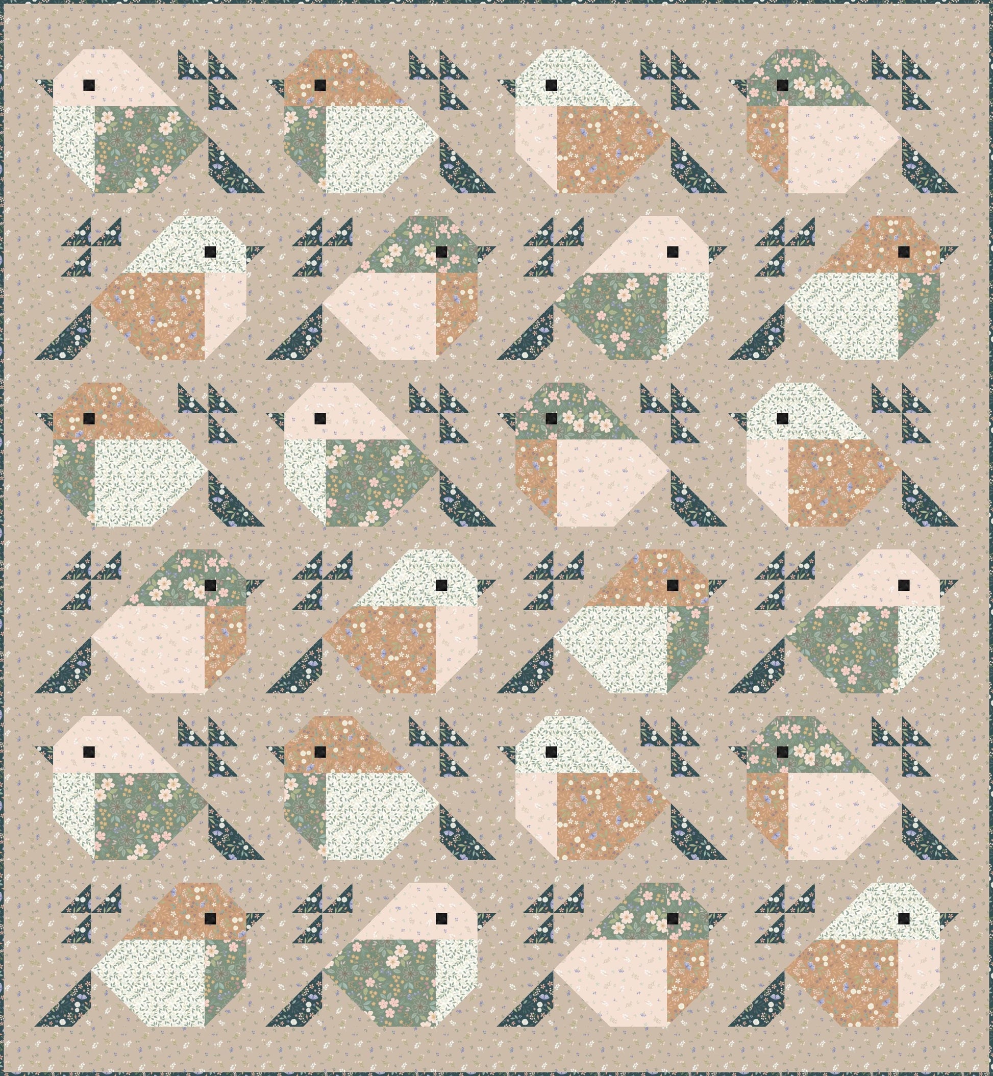 Limited Edition Pen + Paper Patterns Sparrows Quilt Kit Featuring Lewis & Irene Sky Garden Fabric Collection